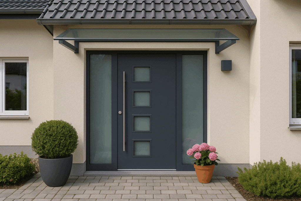 Fensterreinigung-eingangstuer-vordach-Bielefeld